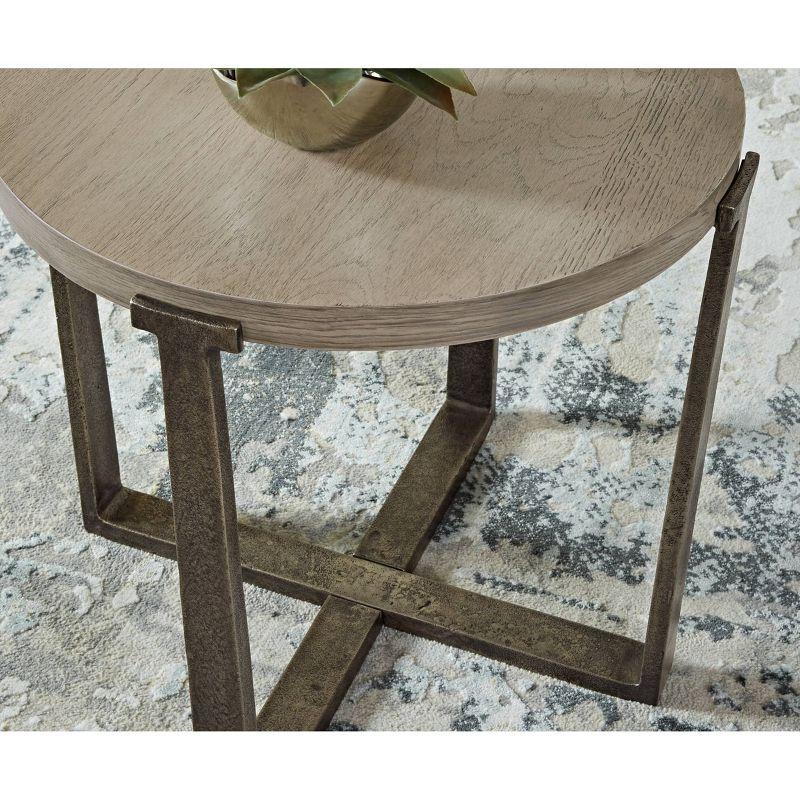 Dalenville End Table Black/Gray/Brown/Beige - Signature Design by Ashley: Contemporary Round Accent Table, Aluminum Frame