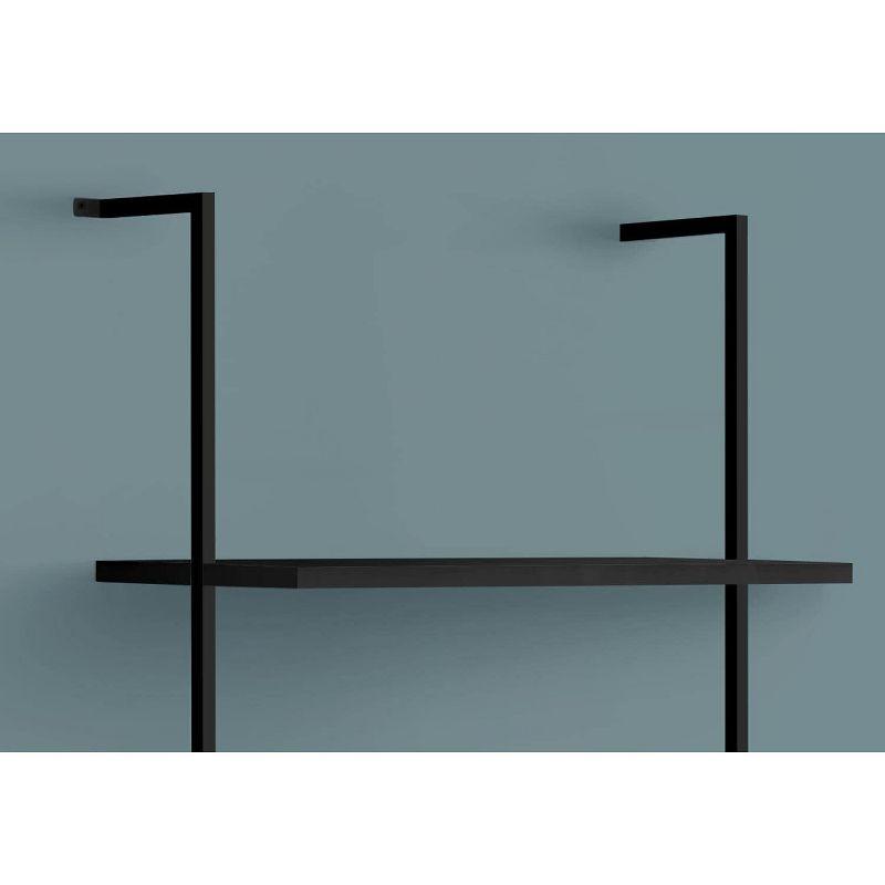 Monarch Specialties Bookshelf Bookcase Etagere Ladder 5 Tier 72InchH Office Bedroom Metal Laminate Black Contemporary Modern