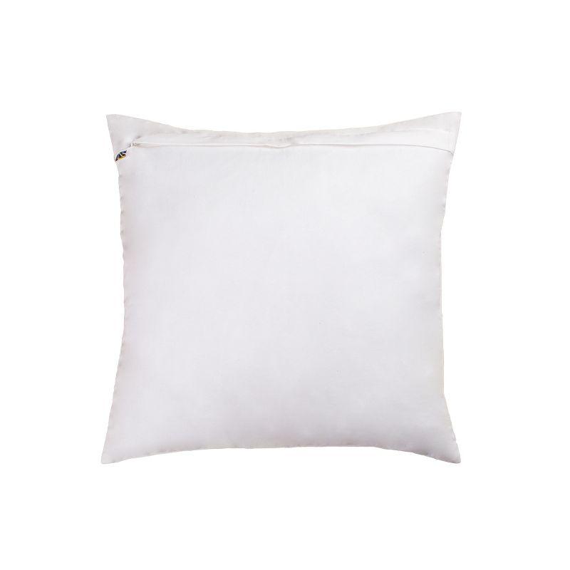 White Velvet Square Pillow with Embroidered Snowflakes, 18 in