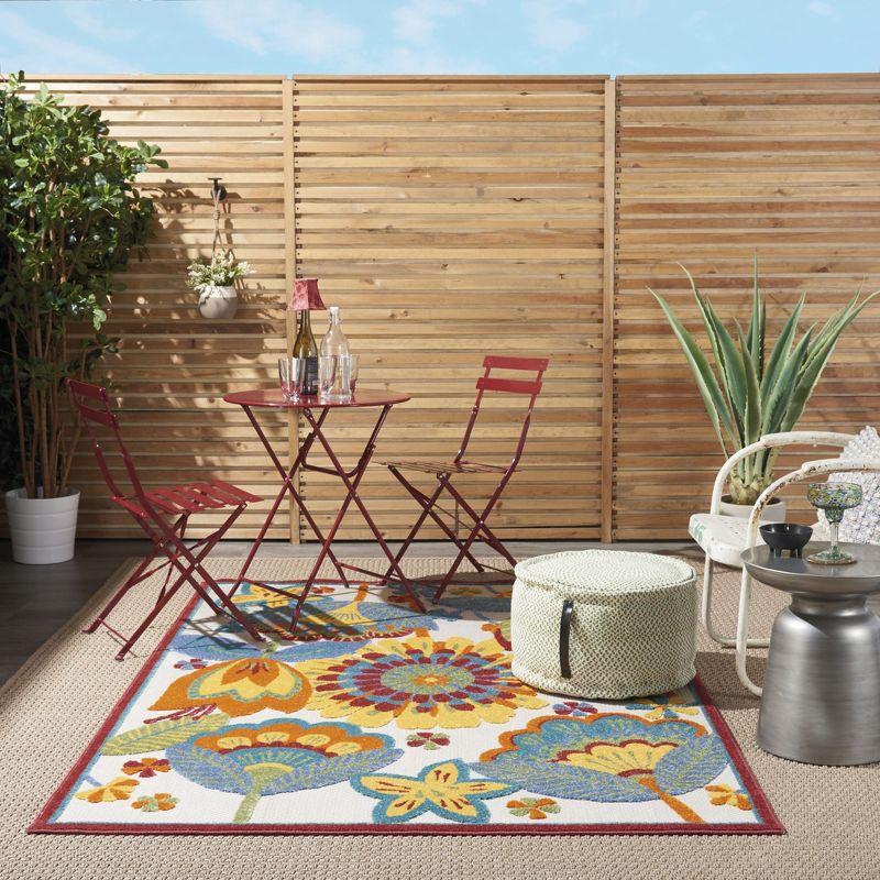 Nourison Aloha Floral Bordered Outdoor Area Rug