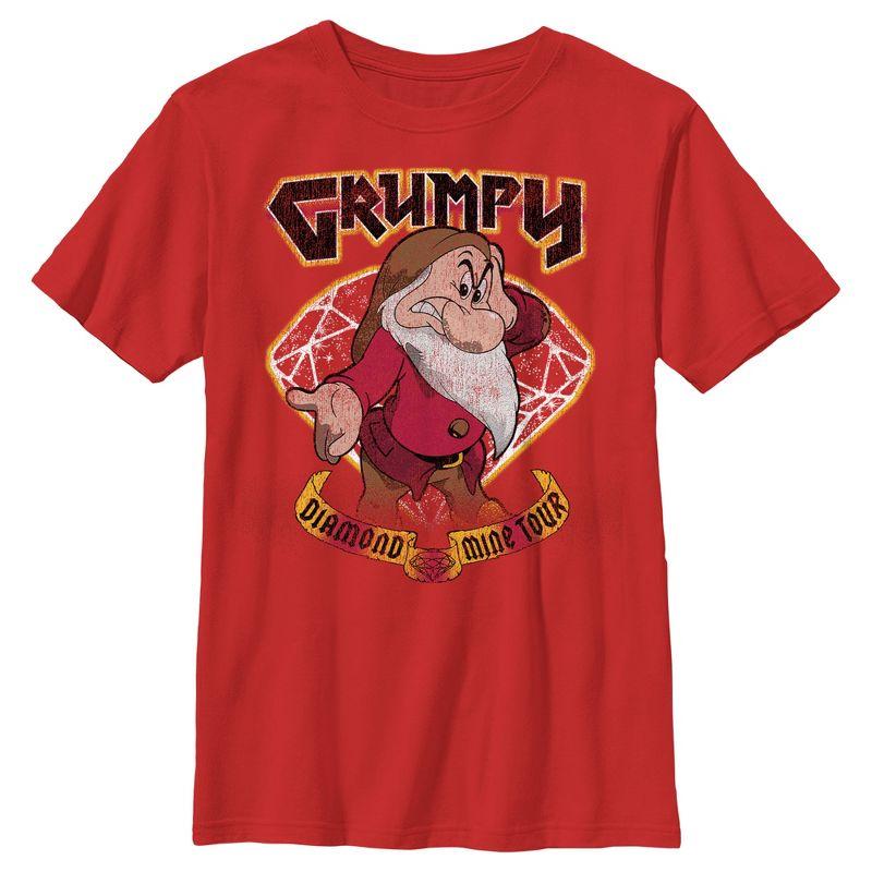 Boy's Snow White and the Seven Dwarfs Grumpy Diamond Mine Tour  T-Shirt - Red - Large