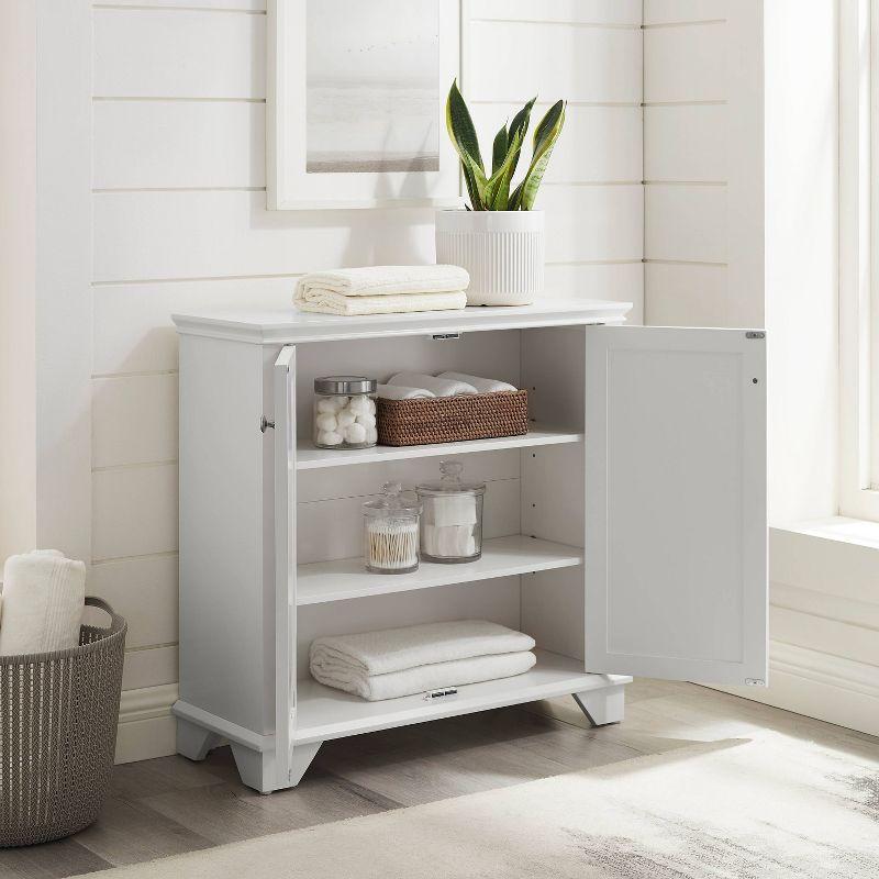 White Faux-Louvered Living Room Cabinet with Adjustable Shelving