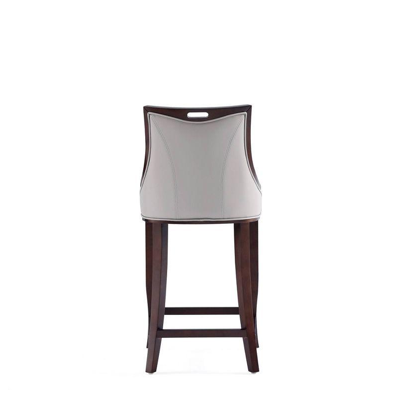 Manhattan Comfort Set of 3 Emperor Upholstered Beech Wood Faux Leather Barstools Light Gray: Semi-Gloss Finish, Foam Padded