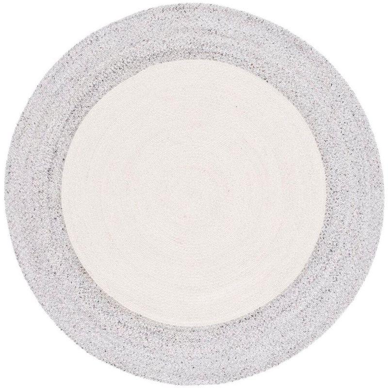 Braided BRD803 Hand Woven Area Rug - Ivory/Light Gray - 3' round - Safavieh.