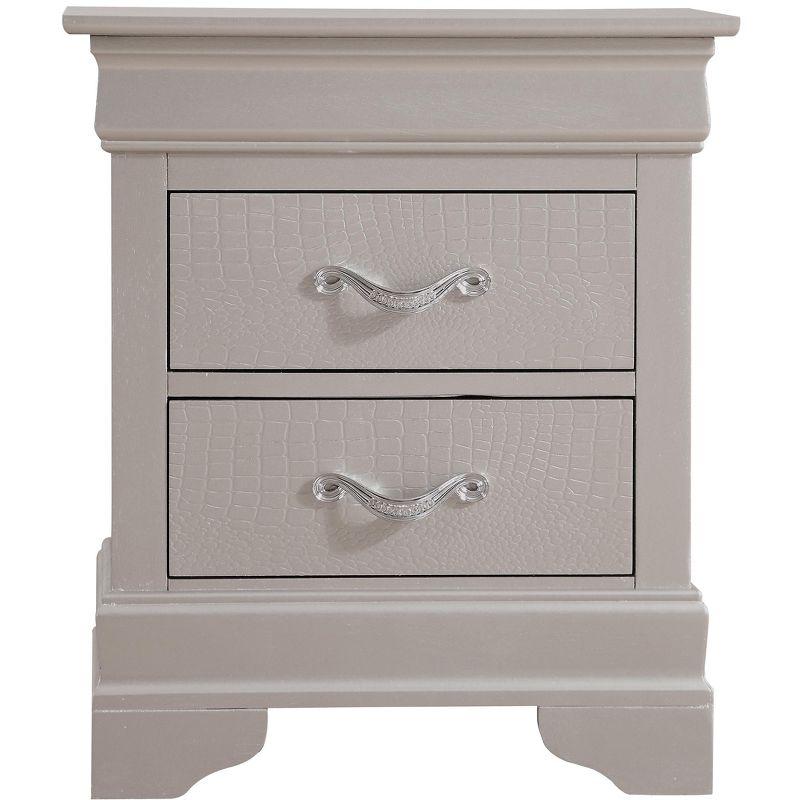 Elegant Champagne 2-Drawer Nightstand with Croc Textured Finish