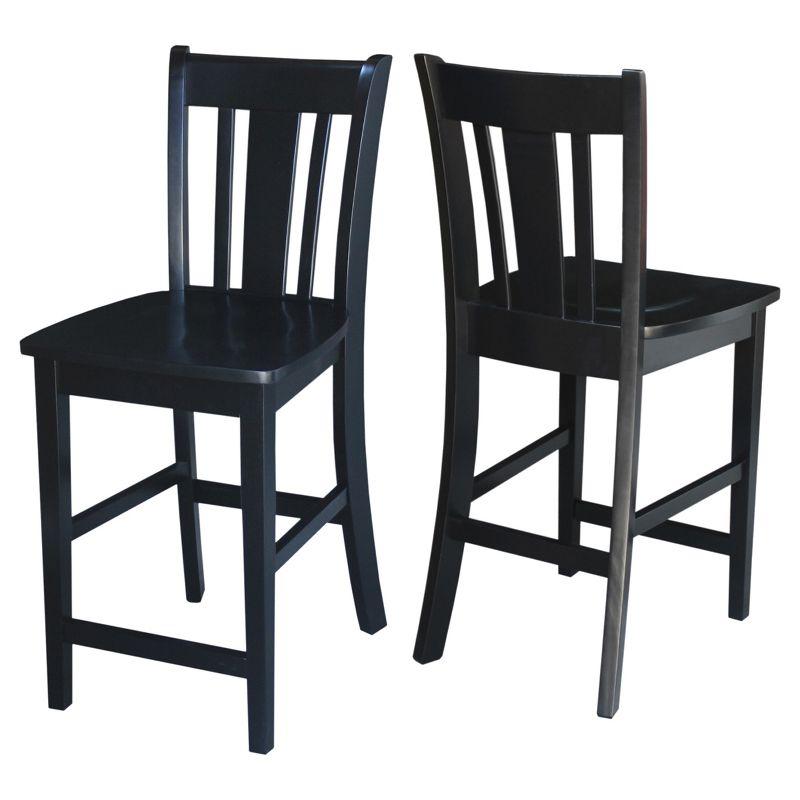 24" San Remo Counter Height Barstool Black - International Concepts: Solid Wood, Traditional Square Design, Durable Parawood
