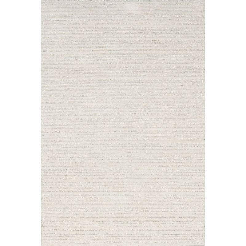 Ivory Striped Handmade Wool 8' x 10' Area Rug