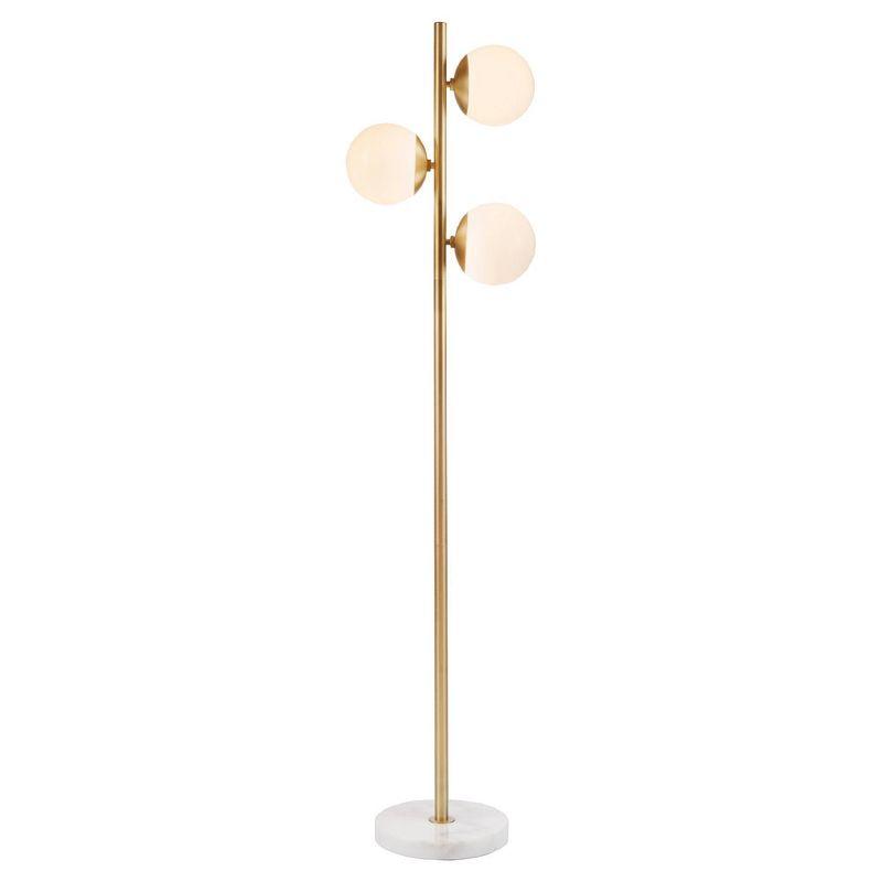 Holloway Floor Lamp (Includes LED Light Bulb) White/Gold: Ink+Ivy 3-Globe Marble Base, No Assembly Required