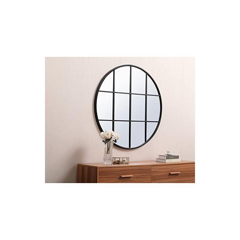 Elegant Lighting Metal windowpane mirror 42 inch in x 42 inch in Black