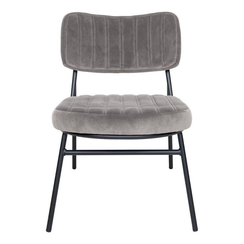 LeisureMod Marilane Velvet Accent Chair with Cushioned Upholstery for Living Rooms, Offices, and Lounges in Fossil Grey