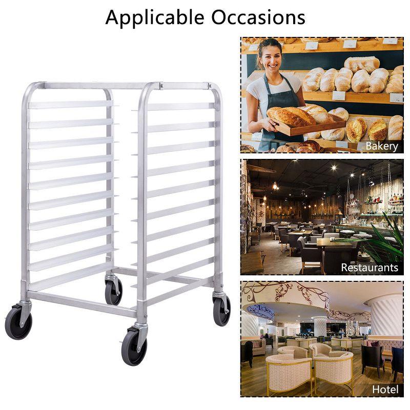 Costway 10 Sheet Aluminum Bakery Rack Silver Commercial Cookie Bun Pan Kitchen W/Wheel