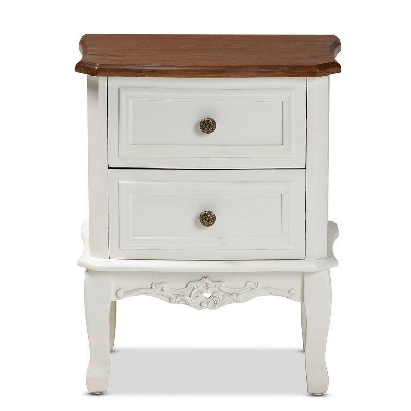 Darlene French White & Cherry Brown Traditional 2-Drawer Nightstand