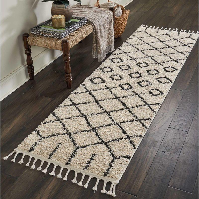 Nourison Marrakesh Shag MRK01 Cream Area Rug 2'2" x 8'1"
