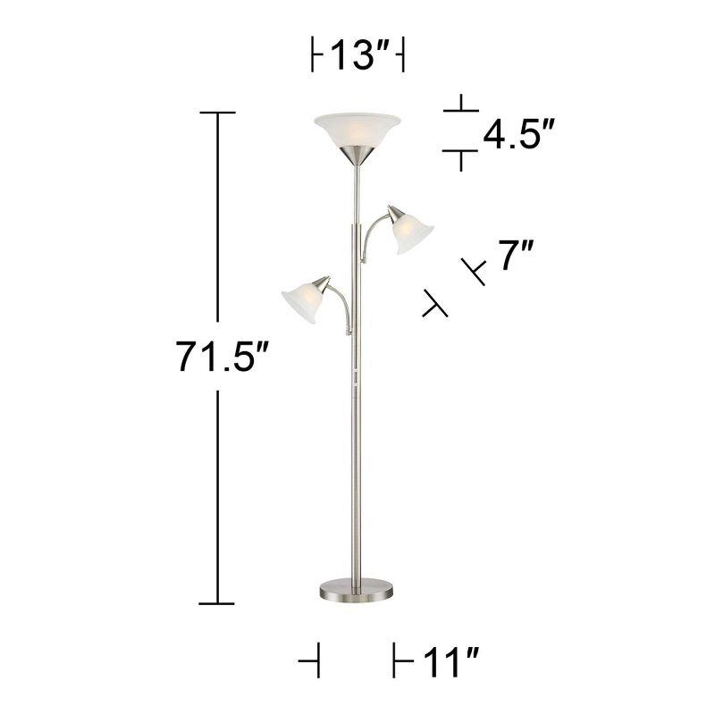 360 Lighting Jordan Modern Torchiere Floor Lamp with Side Lights 71 1/2" Tall Brushed Nickel Alabaster Glass Shade for Living Room Reading Bedroom