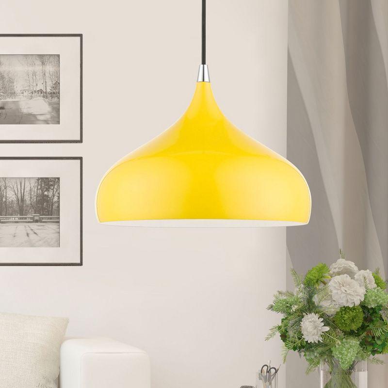 Livex Lighting Amador 1 - Light Pendant in  Shiny Yellow/Polished Chrome
