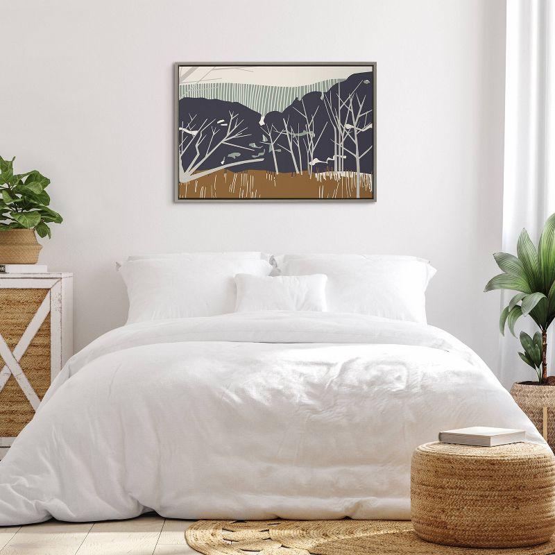 23" x 33" Sylvie Daily Walk Marsh Horizontal by Hannah Beisang Framed Wall Canvas Gray - Kate & Laurel All Things Decor
