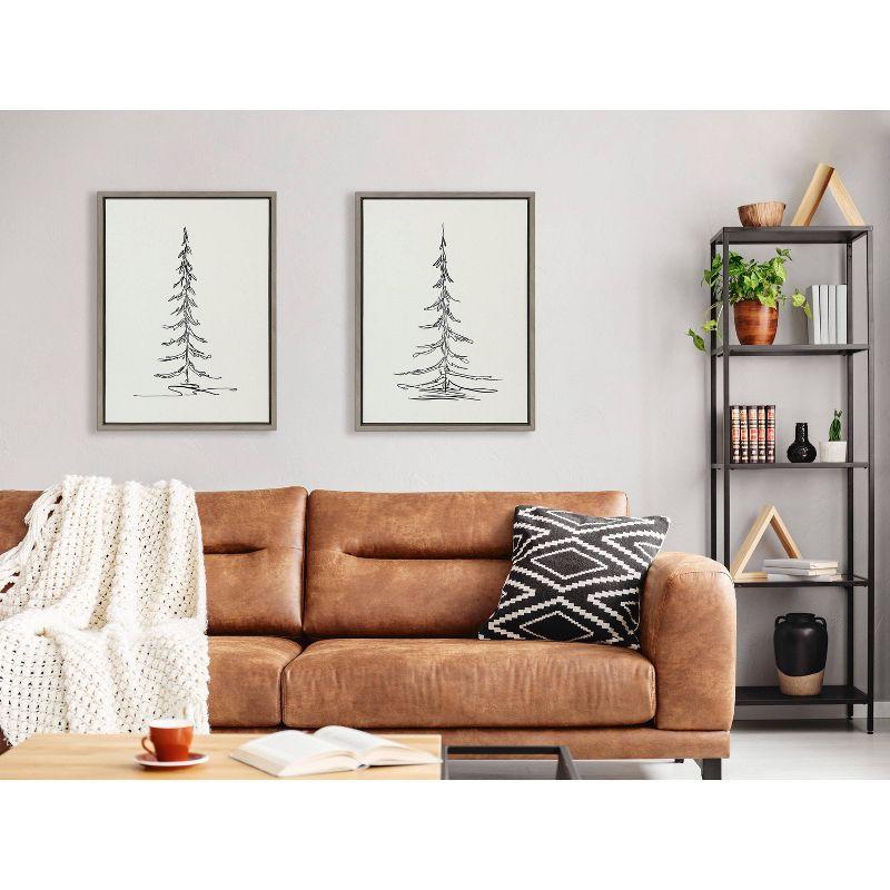 (Set of 2) 18" x 24" Sylvie Minimalist Evergreen Trees Sketch Framed Canvas Set Gray - Kate & Laurel All Things Decor