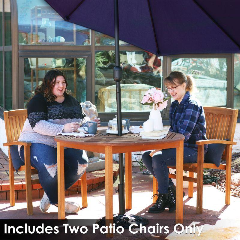 Red Barrel Studio® Datrion Teak Wood Outdoor Stacking Dining Armchair (Set of 2)