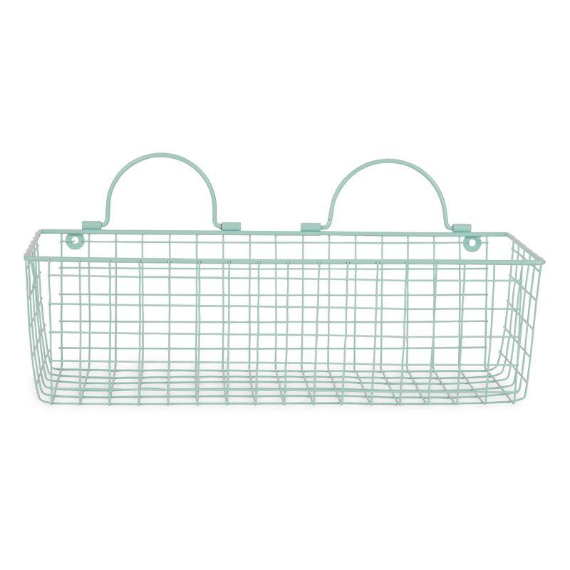 Medium Aqua Wire Wall Basket Set/2