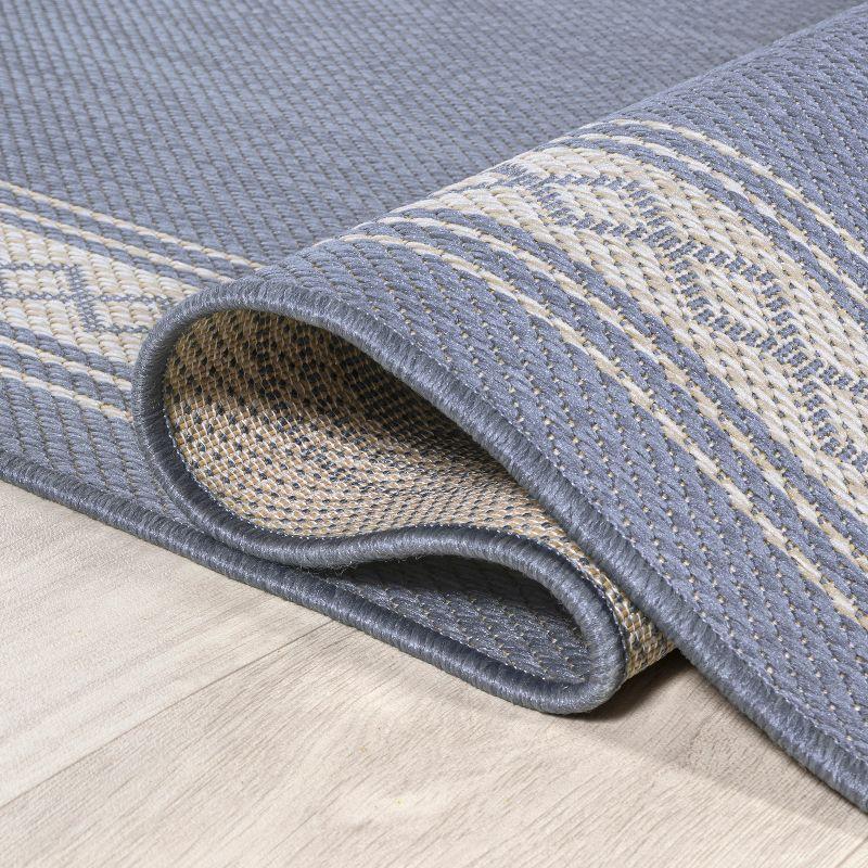 3' x 5' Lucia Classic Diamond Border Indoor/Outdoor Area Rug, Blue/Cream - JONATHAN Y