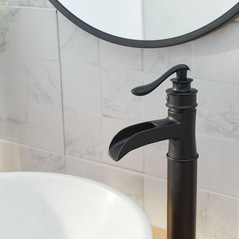 BWE Waterfall Single Hole Single-Handle Vessel Bathroom Faucet With Drain Assembly in Matte Black