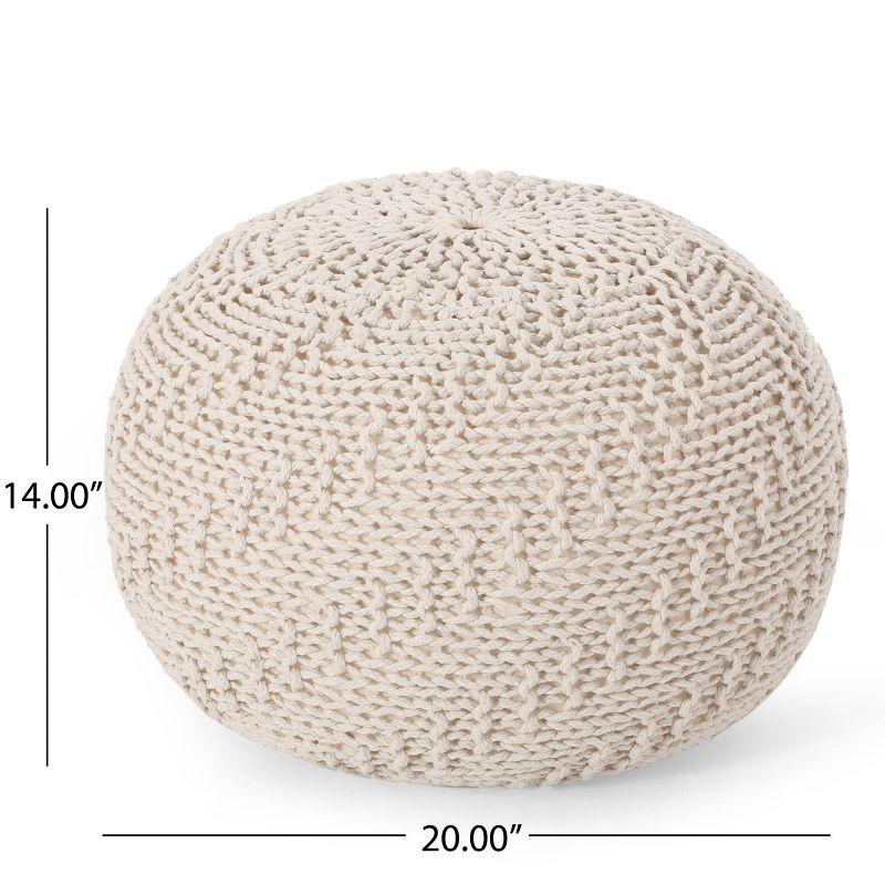 Christopher Knight Home Barwick Modern Knitted Round Pouf Ivory: Upholstered Ottoman, No Assembly Required