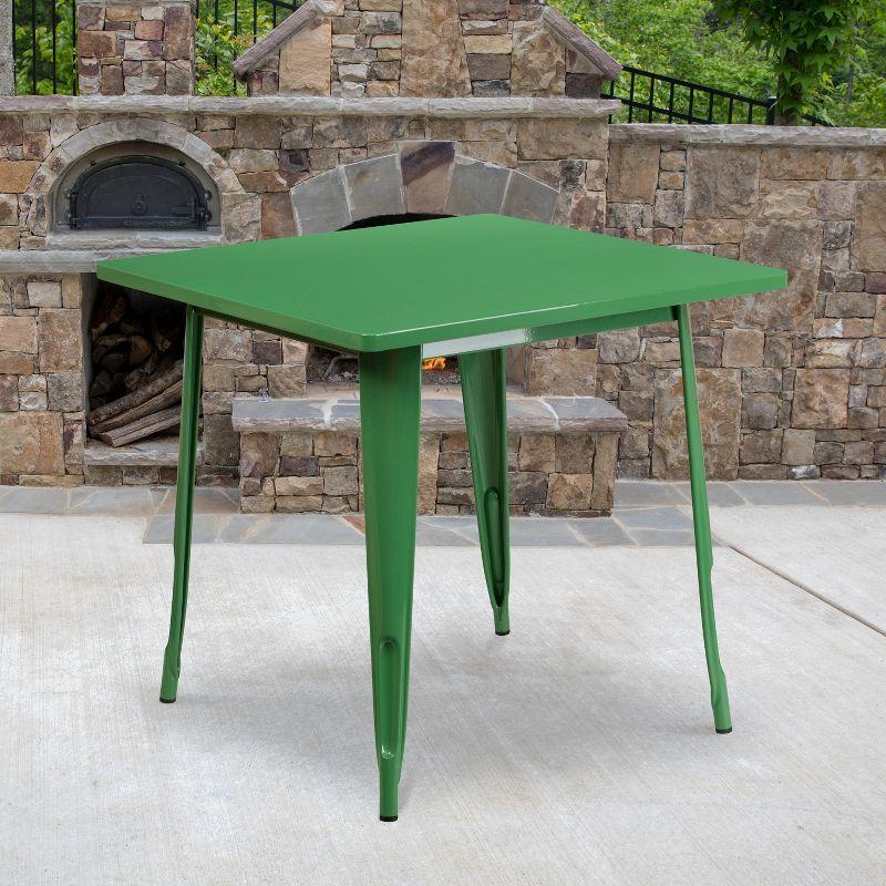 Green Metal Square Indoor-Outdoor Dining Table 31.5"