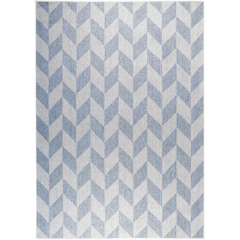 Nicole Miller New York Patio Country Calla Herringbone Indoor/Outdoor Area Rug, Blue/Grey