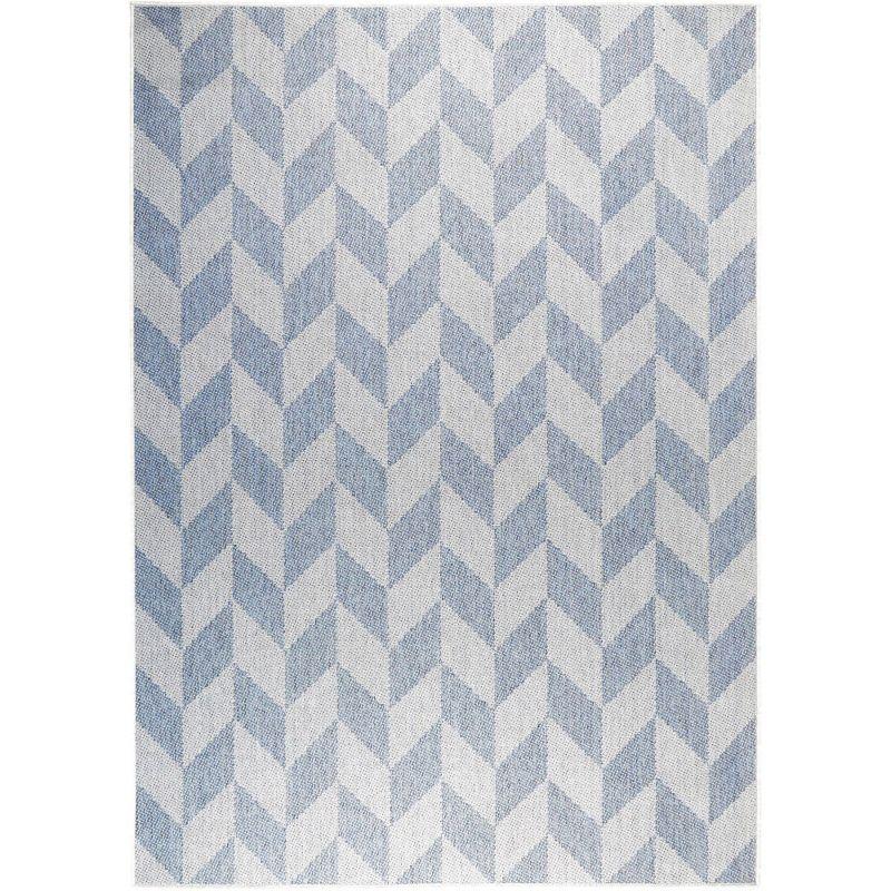 Calla Herringbone Blue/Gray Indoor/Outdoor Synthetic Area Rug