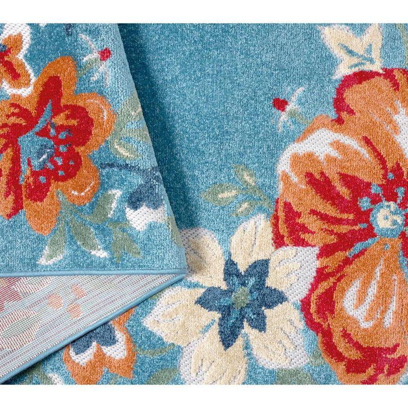 TOWN & COUNTRY EVERYDAY Hibiscus Bloom Border Modern Floral Indoor Outdoor Area Rug