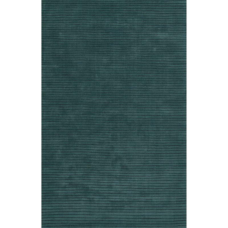 Momeni 2'x4' Asher Solid Handloomed Area Rug Blue: Wool, Medium Pile, Handmade, Indoor, Accent Rectangle Rug