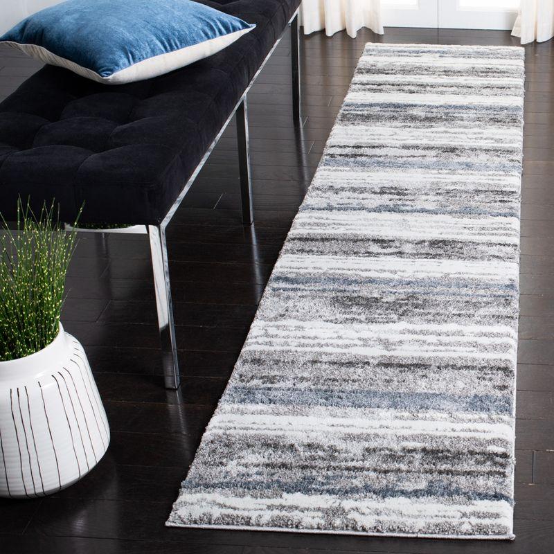 Century 2' x 9' Blue and Gray Abstract Runner Rug