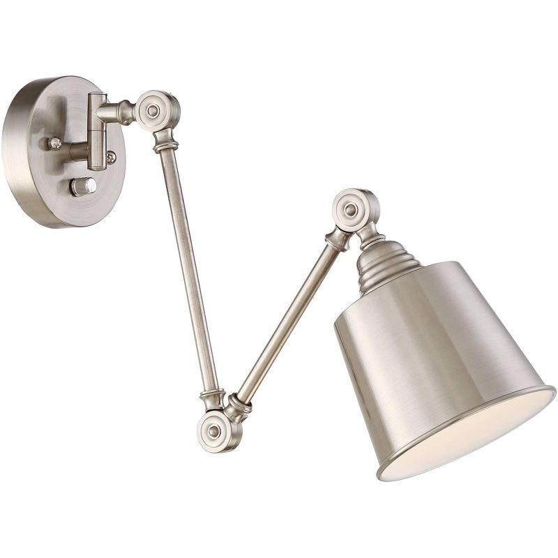360 Lighting Mendes Modern Wall Lamps Set of 2 Brushed Nickel Plug-in 4 1/4" Light Fixture Up Down Adjustable for Bedroom Reading Living Room Hallway
