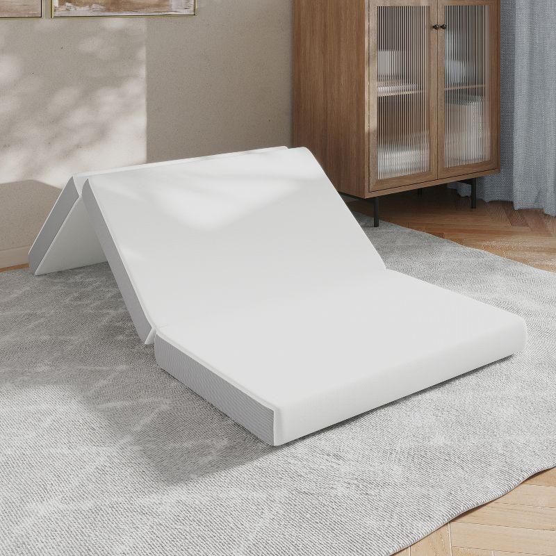 Flash Furniture Cloud Portable Tri-Fold 4" Cooling Memory Foam Twin Mattress in a Box with Removable Washable Cover