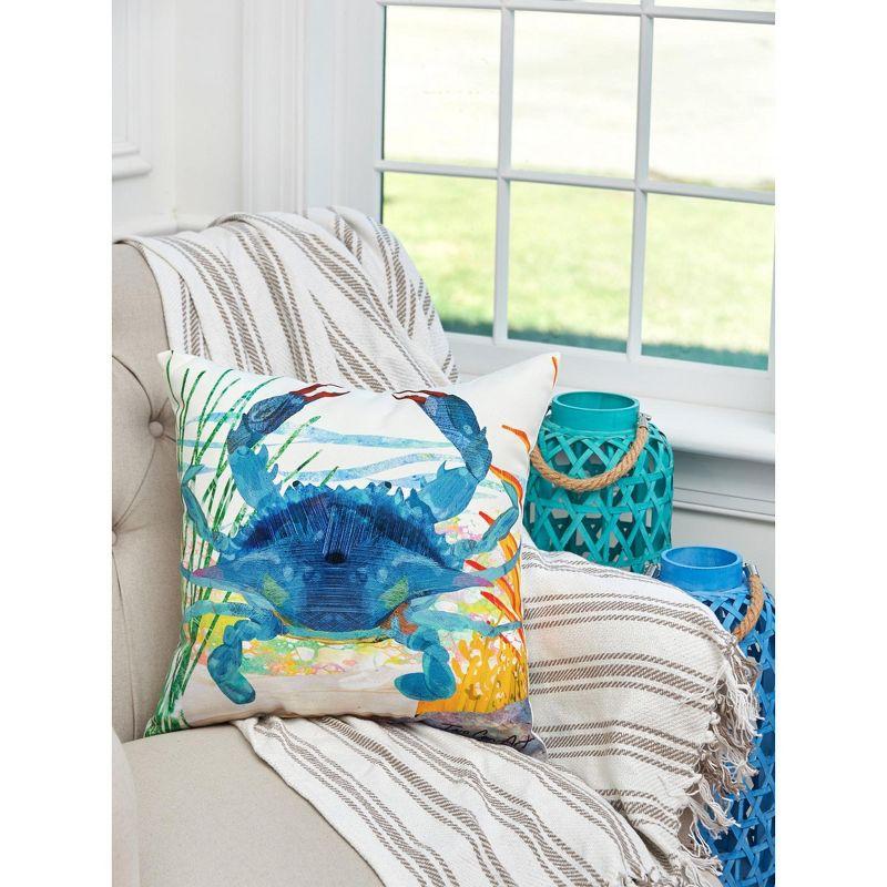 Blue Crab Coastal Indoor/Outdoor Decorative Throw Pillow