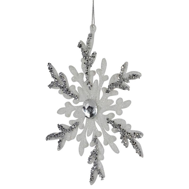 Northlight Glitter Snowflakes Christmas Ornaments - 6" - White and Silver - 4ct