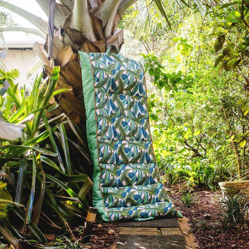 Big Joe Kona No Inflation Needed Pool Lounger with Headrest, Tropical Palm Green Double Sided Mesh, Quick Draining Fabric
