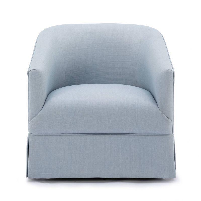 Sky Blue Barrel Swivel Accent Chair with Skirt