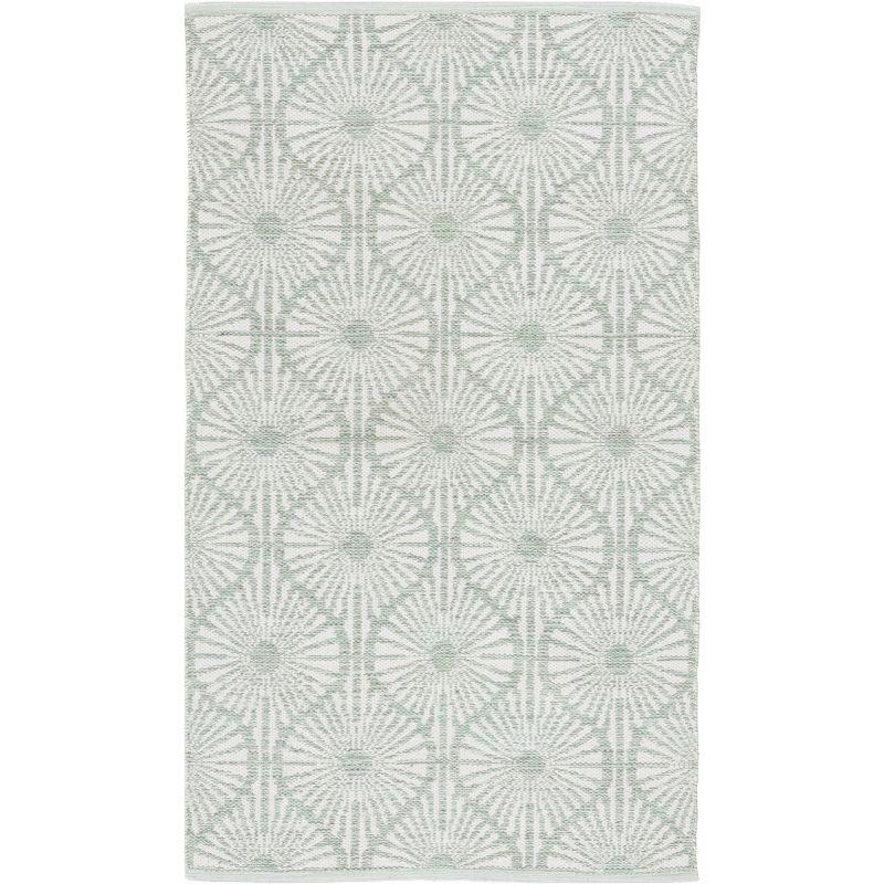 Coastal Breeze Light Green/Ivory Cotton Blend 3' x 5' Area Rug