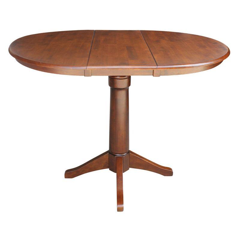 International Concepts 36" Magnolia Round Top Counter Height Dining Table with 12" Leaf Espresso: Hardwood Pedestal Base, Seats 4
