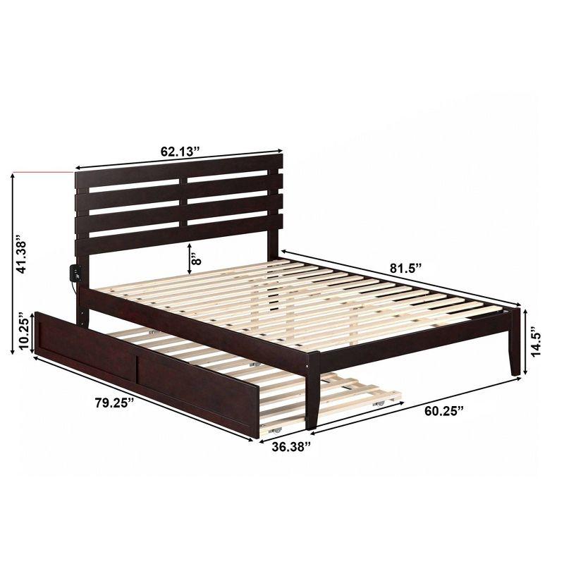 Queen Oxford Bed with Twin XL Trundle Espresso - AFI: Solid Hardwood, No Box Spring Required