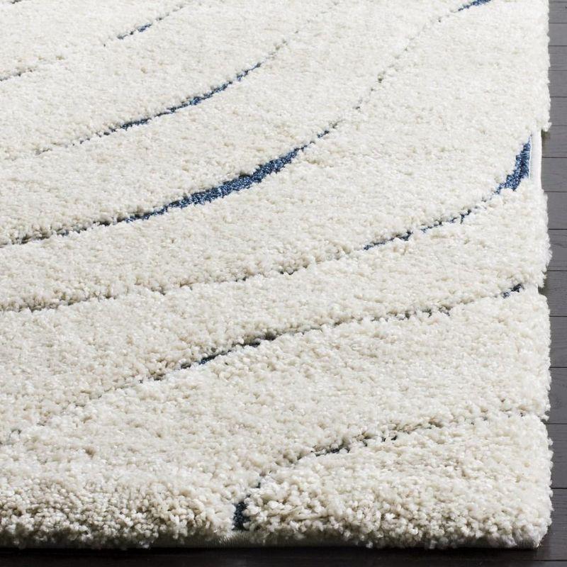 Serene Shag Cream & Blue Synthetic Runner Rug - 2'3" x 7'