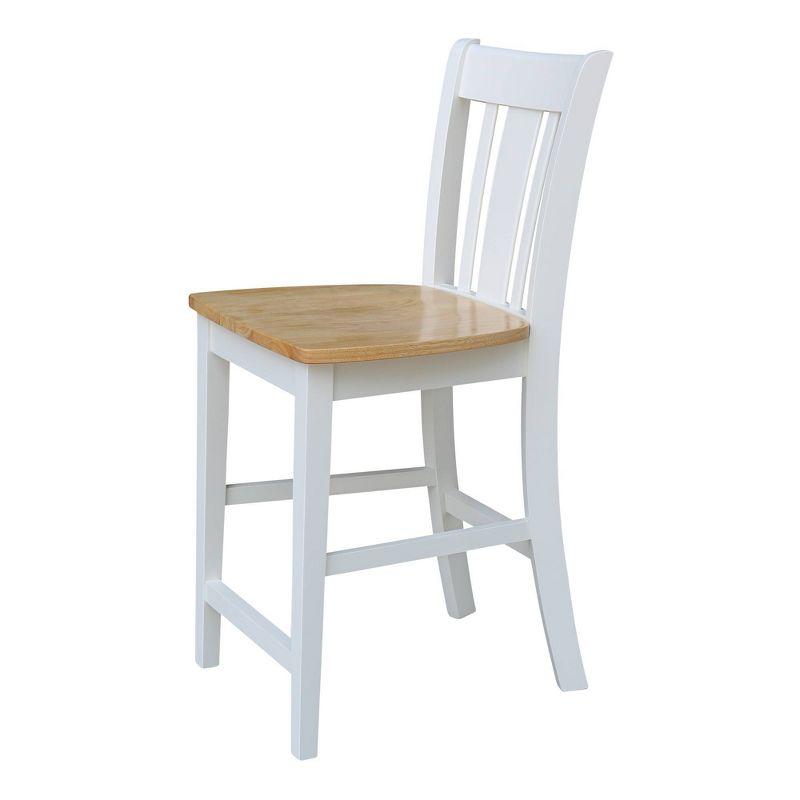 International Concepts 24" San Remo Counter Height Barstool White/Natural: Hardwood Frame, Armless Design, Fixed Seat Height