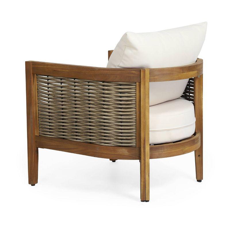 Burchett 2pk Outdoor Acacia Wood Club Chairs with Cushions: Weather-Resistant, UV-Resistant - Christopher Knight Home