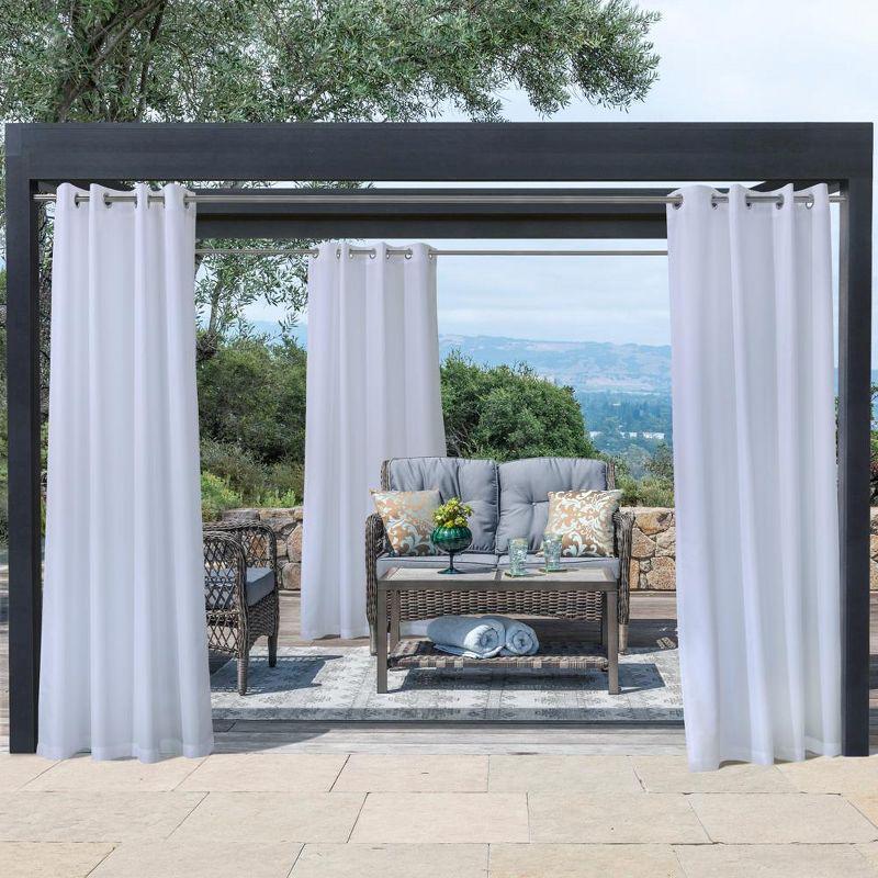 White Polyester Light-Filtering Grommet Outdoor Curtain Panels