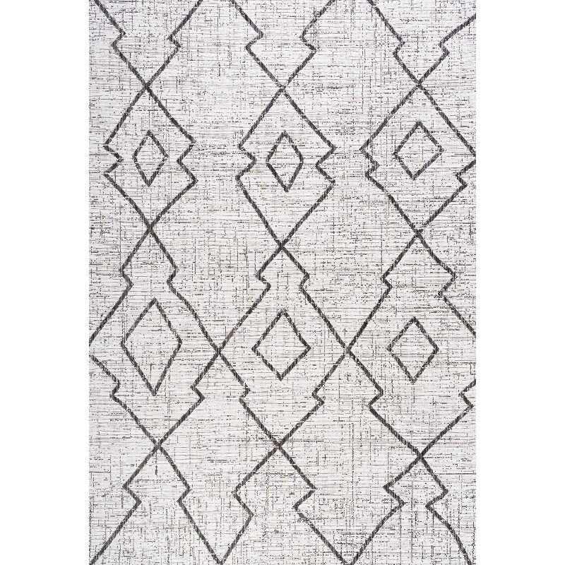 3'x5' Carwa  Diamond Trellis Indoor/Outdoor Area Rug, Ivory/Black - JONATHAN Y