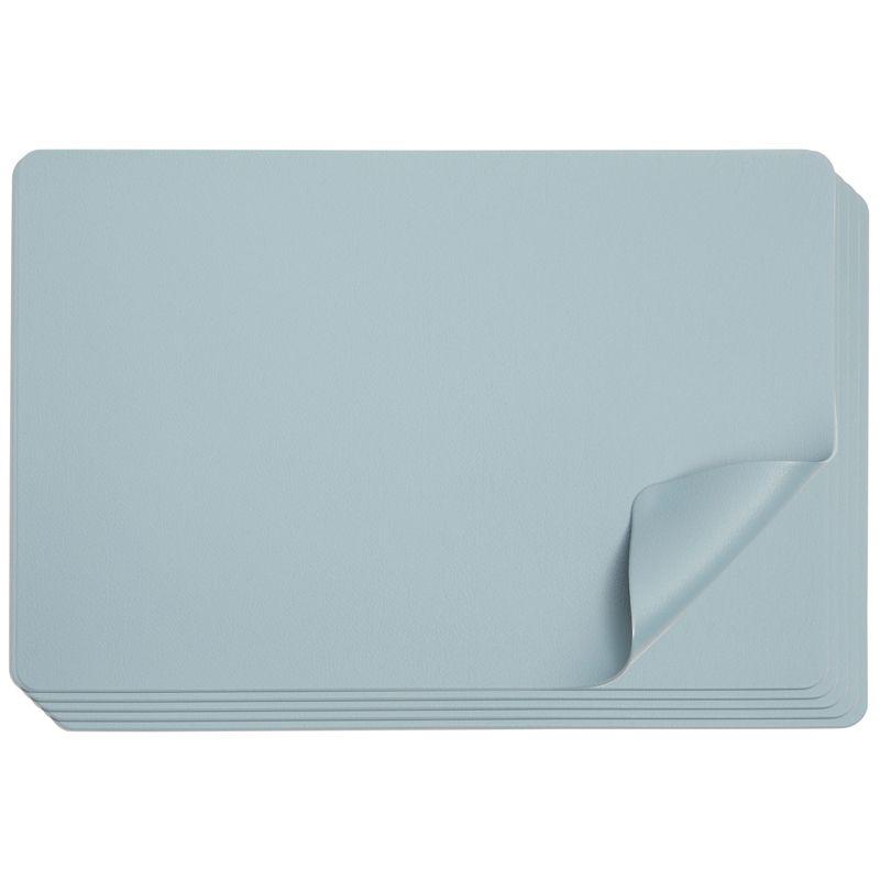 Juvale Set of 6 Blue Faux Leather Placemats for Dining Table, 17.75 x 11.75 Inches - Durable, Stylish, and Easy to Clean