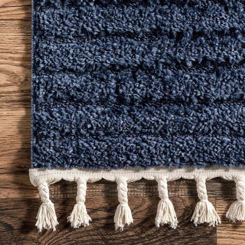 Nuloom Risette Solid 5x8 Shag Indoor Area Rug for Living Room Bedroom Dining Room Nursery, Blue