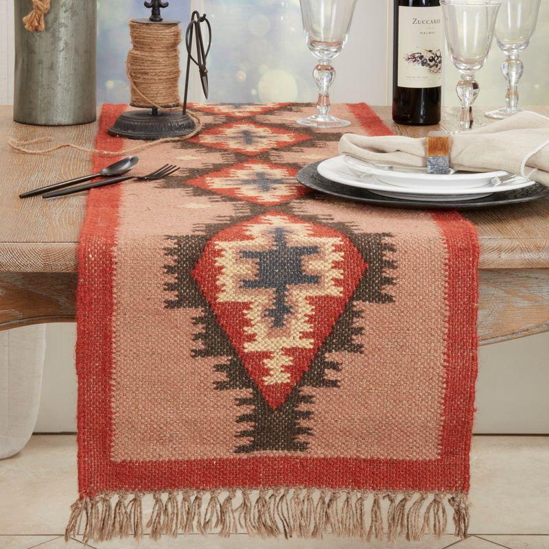 Saro Lifestyle Ethnic Weave Kilim Table Runner, 16"x72", Multicolored