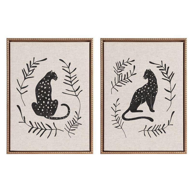 (Set of 2) 18"x24" Sylvie Beaded Jungle Black Bright Framed Canvas Arts by Alexander Ginzburg Gold - Kate & Laurel All Things Decor